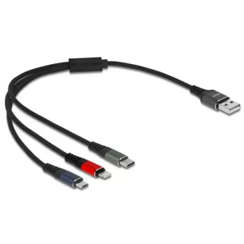 USB nabíjací kábel DeLOCK 3-in-1 Type-A na Lightning Micro USB USB Type-C 30 cm