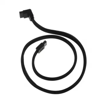 SilverStone SATA III kábel 50 cm zahnutý / rovný - opláštený čierny