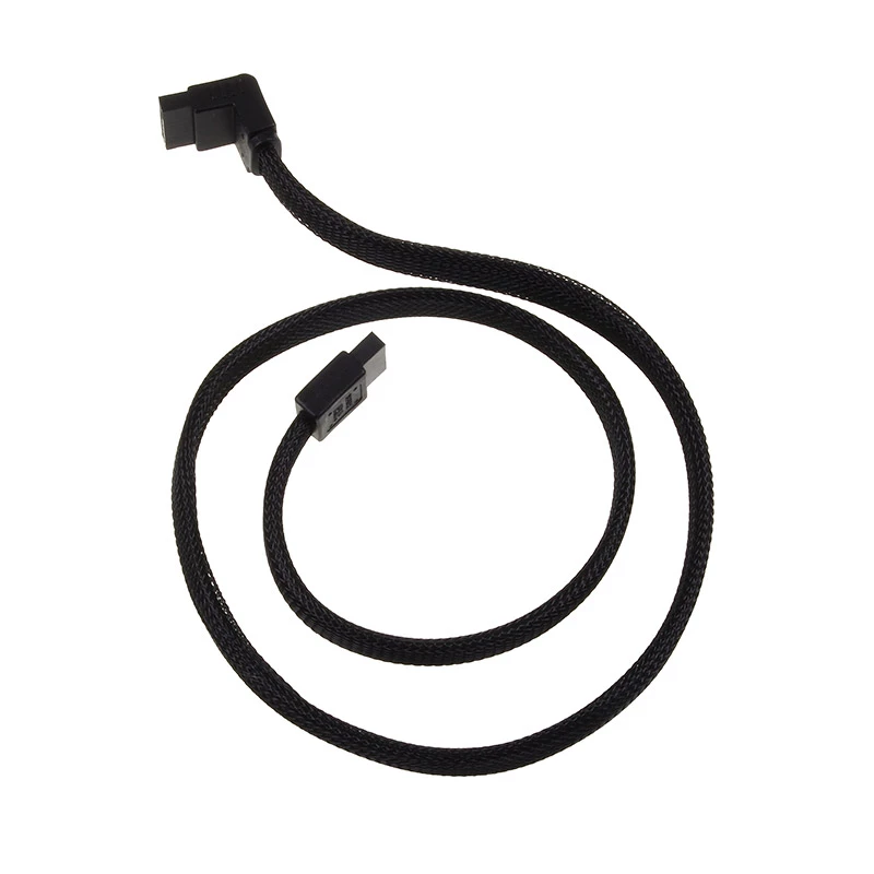 SilverStone SATA III kábel 50 cm zahnutý / rovný - opláštený čierny