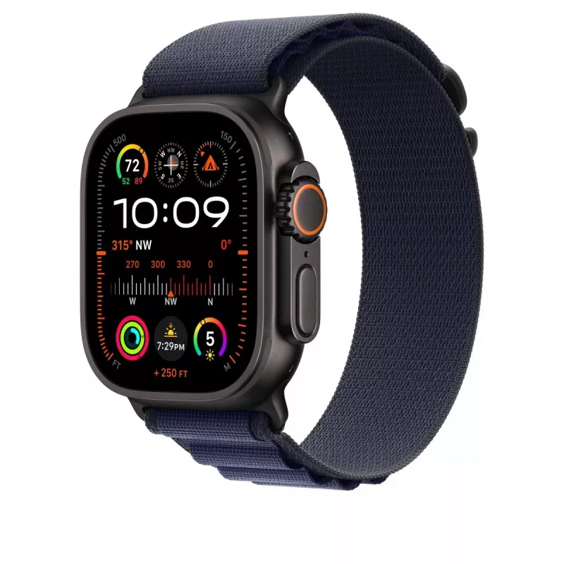 Apple 49 mm Navy Alpine Loop – malý – čierny titanium povrch