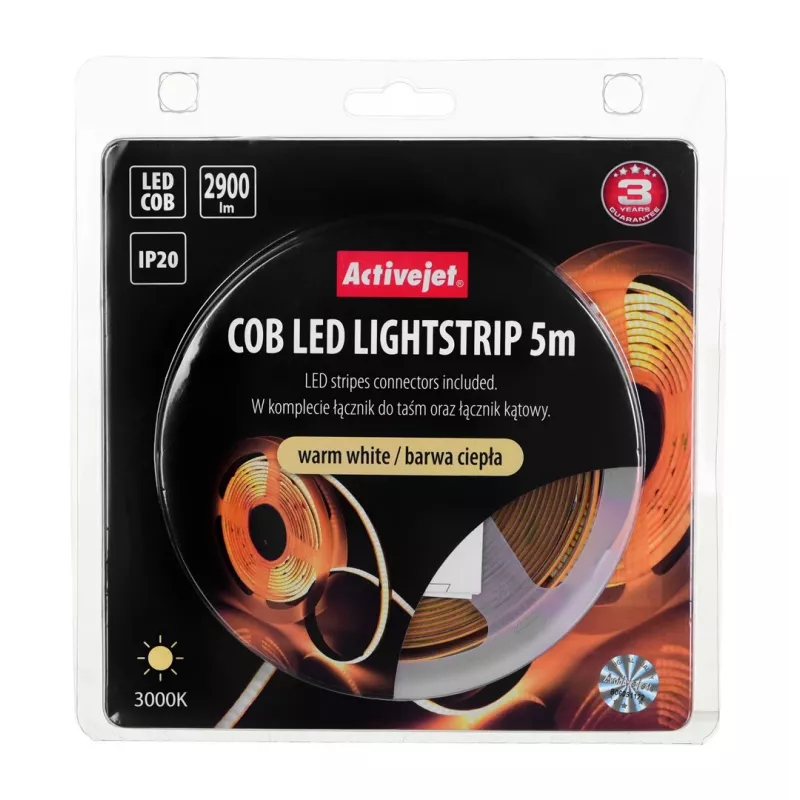 Activejet AJE-COB 5m teplý Strip-Light univerzálne páskové svietidlo interiérové