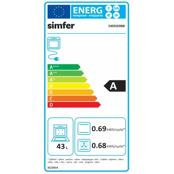 Vstavaná plynová varná doska a elektrická rúra SIMFER 5405SERBB, kombinovaný spotrebič, šírka 50 cm, energetická trieda A