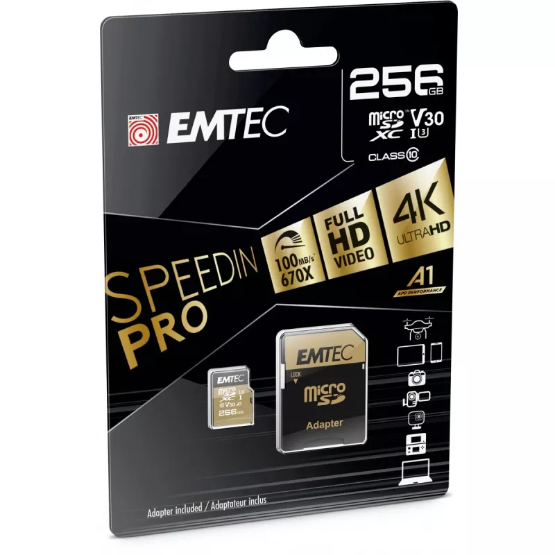 Flash pamäť Emtec SpeedIN Pro 256 GB MicroSDXC UHS-I Class 10