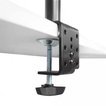 Maclean MC-967 dvojitý vertikálny stolový držiak monitora držiak obrazovky max. VESA 100x100, 13-27, 2x 9 kg, práškovo lakovaný, naklápací, otočný, nastaviteľný