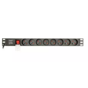 Jednotka rozvodu napájania Gembird EG-PDU-014-FC14, 8 AC zásuviek, C14 vstup, 3 m kábel, 1U hliníková skriňa, 10 A, 3680 W