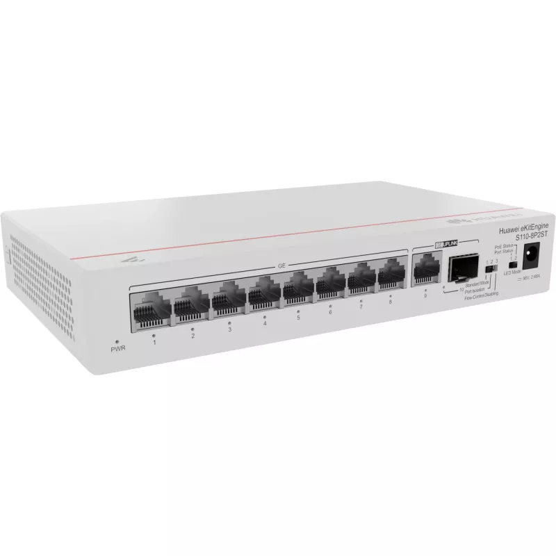 HUAWEI eKit S110 Series S110-8P2ST neřízený L2 Gigabit Ethernet (10/100/1000) Power over Ethernet (PoE) sivá