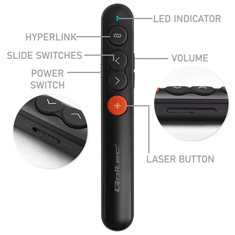 Laserový ukazovateľ prezentér 4v1 USB 3.0 2,4 GHz 30 m