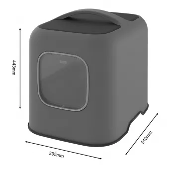 Rotho mačacia toaleta so strieškou BIALA, antracitový plast, 395×510×443 mm s lopatkou