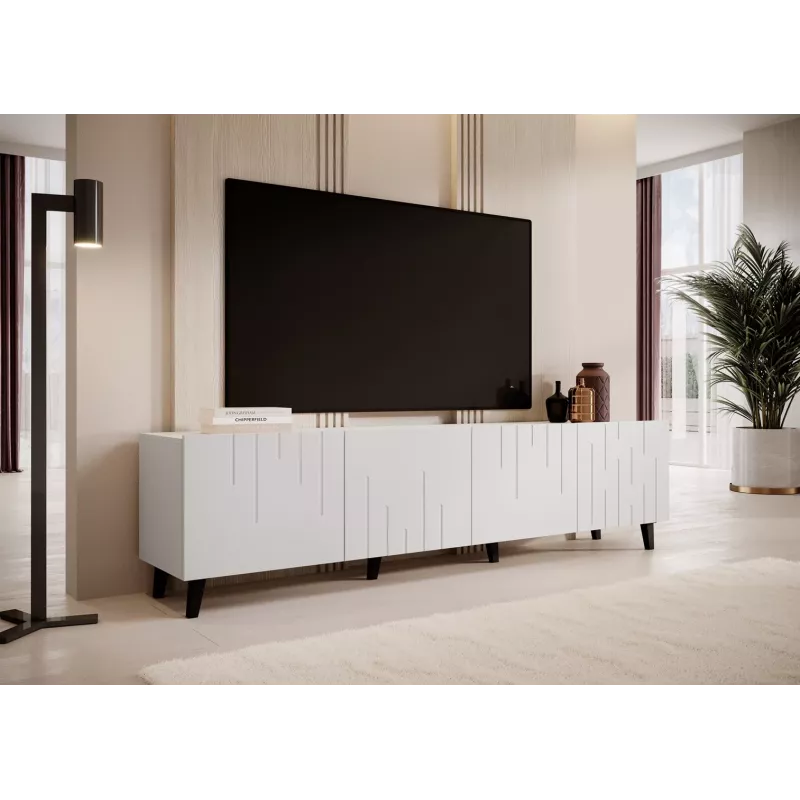 TV skriňa cama meble BARI 200x42x52 biela matná — 200×42×52 cm
