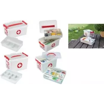Úložná krabica Sunware obdĺžniková červená biela