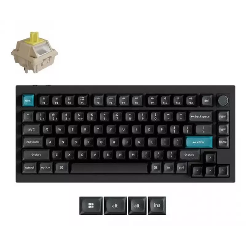 Mechanická klávesnica Keychron Q1 Ultra 8K — 75% formát, USB + RF bezdrôtová + Bluetooth, RGB LED, čierna