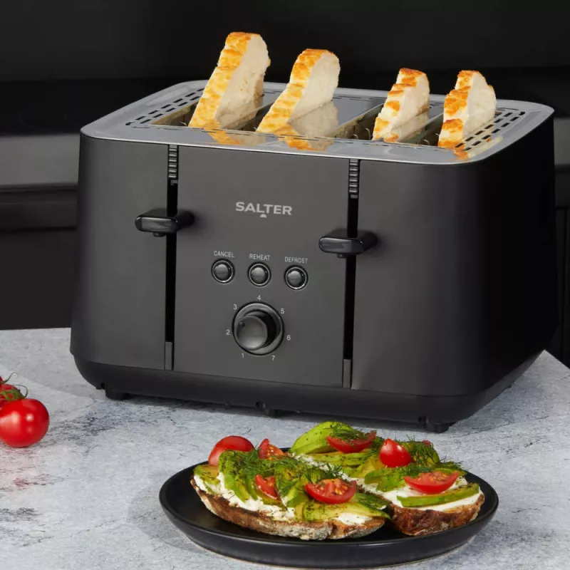 Salter EK5565MBLKFVDE Kuro hriankovač na 4 plátky