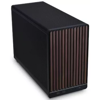 PC skriňa Lian Li A3-mATX Micro Tower — Micro-ITX/Micro-ATX, Wood & čierna, podporuje ATX/SFX/SFX-L napájacie zdroje