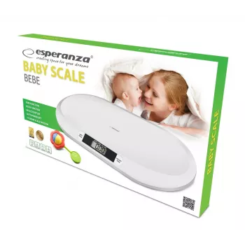 Elektronická detská váha ESPERANZA EBS019 — kapacita 0,03–20 kg, dielik 0,01 kg, veľký 60×25 mm LCD, biela