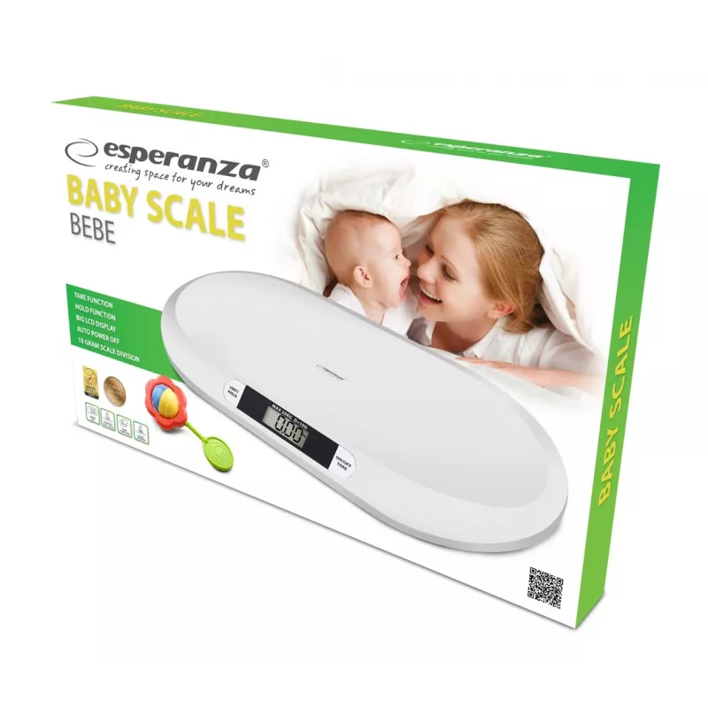 Esperanza EBS019 Bebe elektronická detská váha, 20 kg, presnosť 10 g, LCD displej, biela