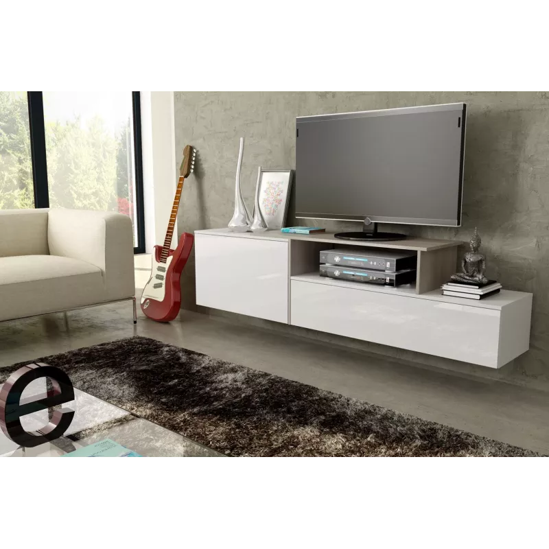 Cama TV skrinka SIGMA 3 180 biela/biela lesklá + dub Sonoma