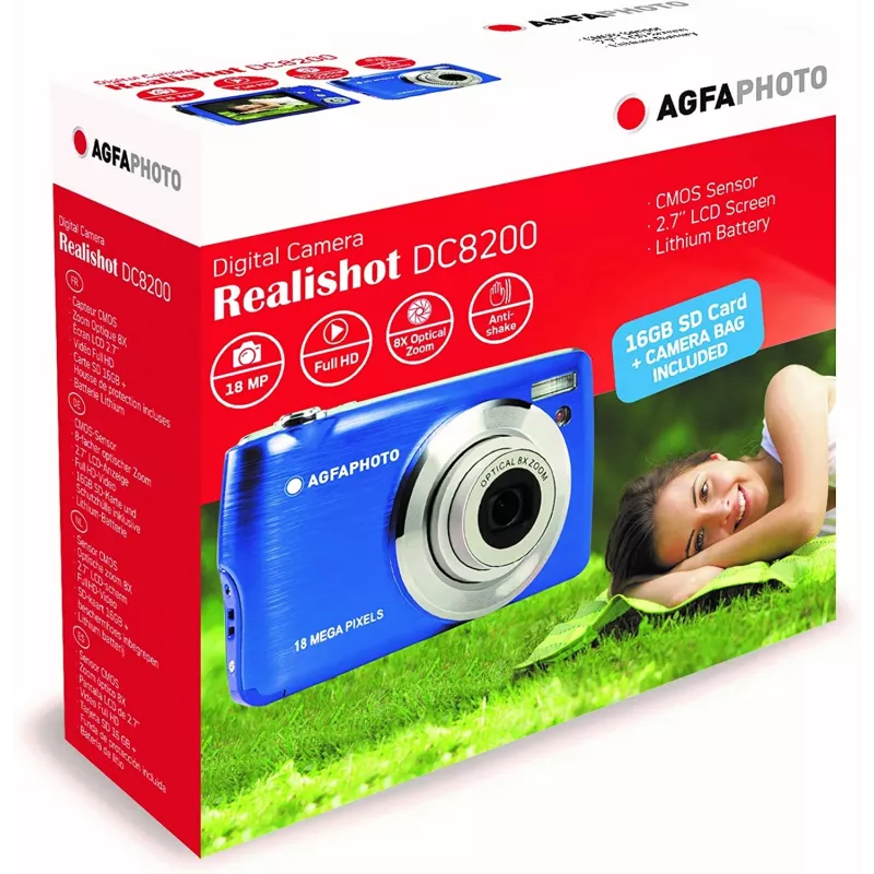Agfa Photo DC8200 modrý + puzdro + SD karta 16 GB