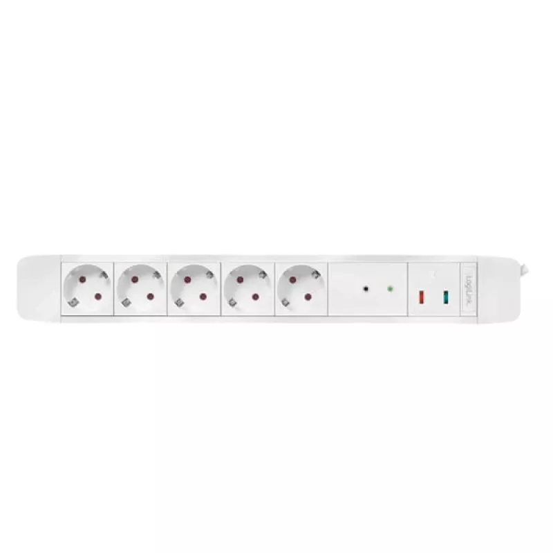 LogiLink LPS402 rozbočovač napájania 1,5 m 5 AC zásuviek pre interiér biely