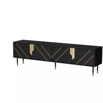 TV skrinka cama meble Cama 4D MOUNTAIN 2040×400×550 mm čierna + zlatá drevotrieskový vrch