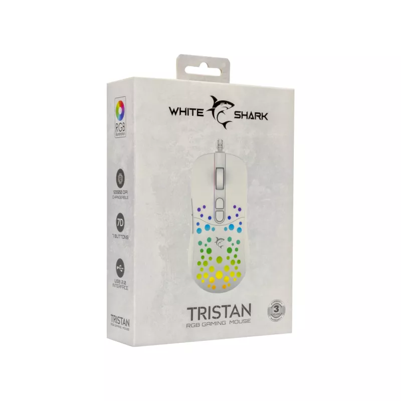 Myš White Shark GM-9004 Tristan-2 biela RGB USB