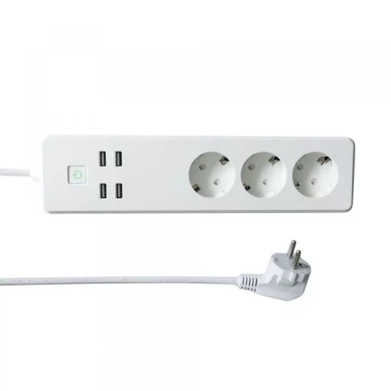 WOOX R4028 Smart Multi-Plug / smart predlžovačka, 3x Schuko, 4x USB, ovládaná cez TUYA, biela