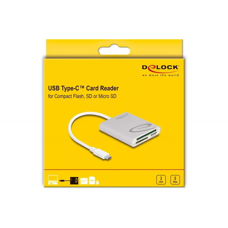 Čítačka kariet DeLOCK 91005 USB 3.2 Gen 1 Type-C sivá CF MMC MicroSD