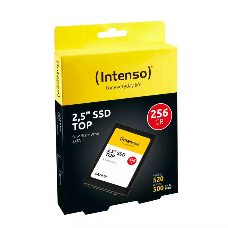 Intenso SSD||256GB|SATA 3.0|SLC|rýchlosť zápisu 500 MBytes/sec|rýchlosť čítania 520 MBytes/sec|2,5|3812440