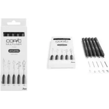 COPIC Multiliner Fineliner čierny 0,05 + 0,1 + 0,3 + 0,5 + 0,8 mm, 5 ks (22075635)