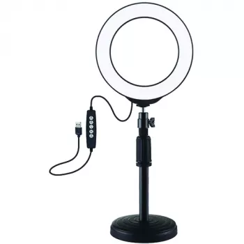 LED prstencové svetlo 16 cm so statívom do 33 cm, USB, RGBW