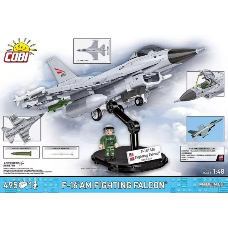Stavebnica Cobi F-16AM Fighting Falcon, 495 dielov, model v mierke