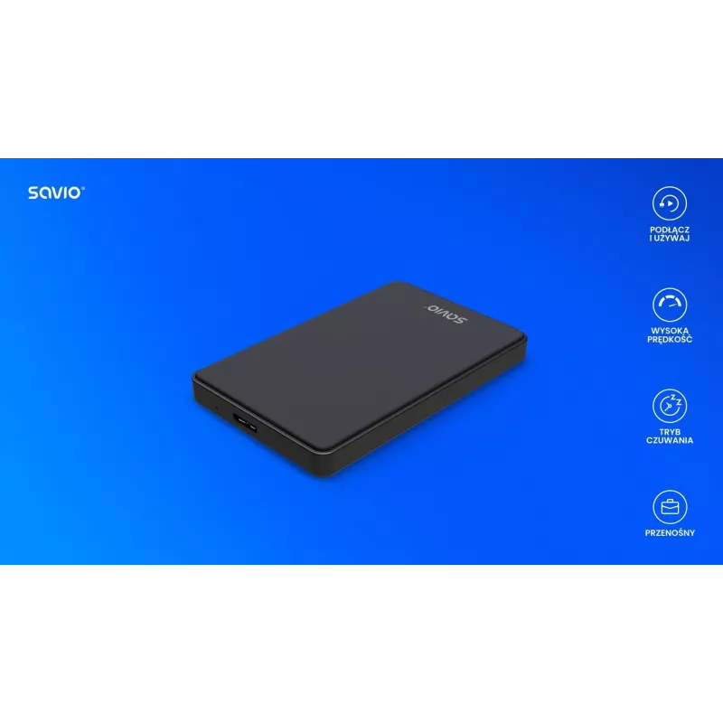 Puzdro na pevný disk/SSD SAVIO AK-65 čierne 2,5 inch SATA USB 3.0 5 Gbit/s Micro-USB