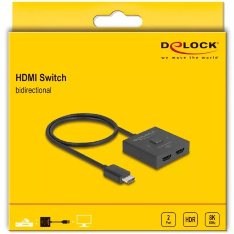 HDMI switch DeLOCK 18901 144Hz čierny plast 55x55x15mm