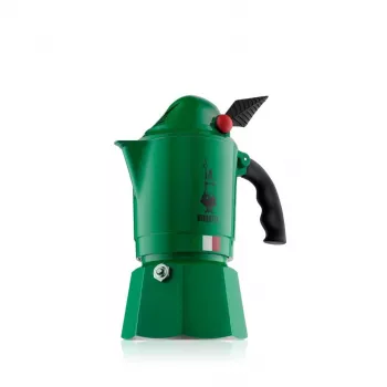 Moka kanvica BIALETTI Moka BREAK ALPINA — 3 šálky, zelená, hliník, bakelitová rukoväť