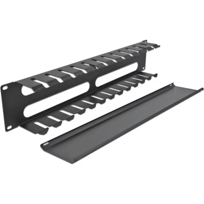 DeLOCK - panel na vedenie káblov pre rozvádzač - čierny - 2U - 48,3 cm (19) (66553)