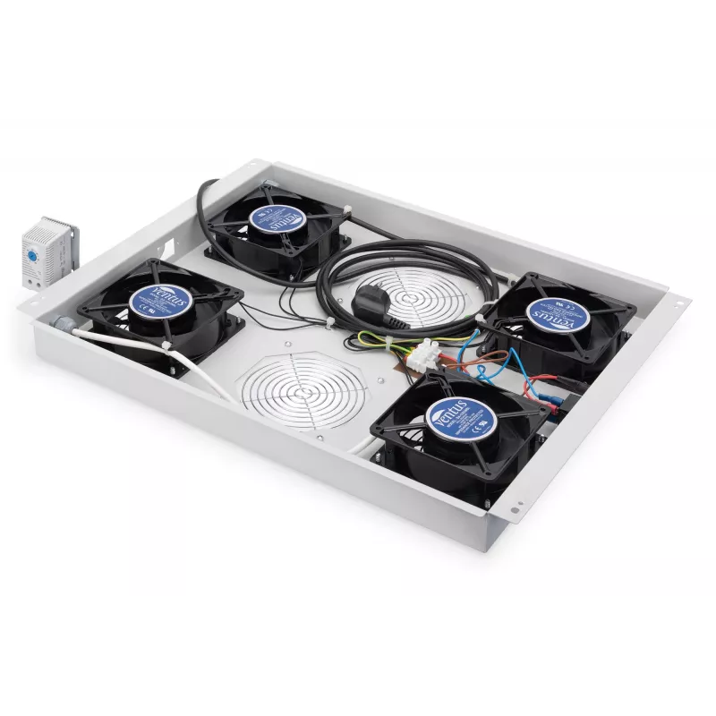 Digitus DN-19 FAN-4-SRV strešná ventilačná jednotka pre rackové skrine, 4 ventilátory, sivá