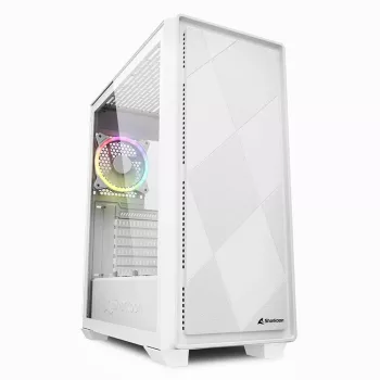 Sharkoon VS8 RGB. Formát: Tower, typ: PC, farba produktu: biela. Priemer podporovaných predných ventilátorov: 120 mm, inštalované zadné ventilátory: 1x