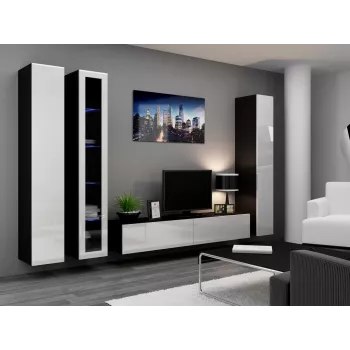 Cama uzavretá skriňa VIGO '180' 180/40/30 biela/čierna lesk