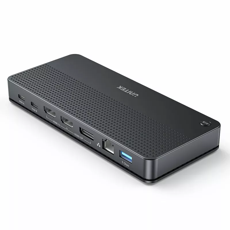 Dokovacia stanica UNITEK D1103A01 USB4 káblová čierna 100W Power Delivery