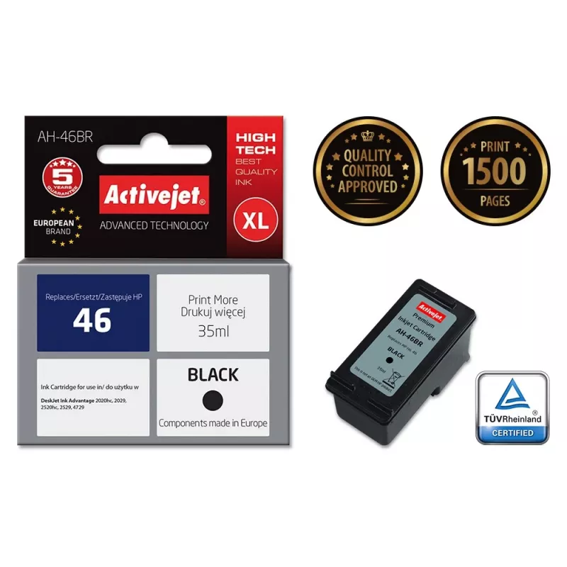 Activejet AH-46BR atrament (náhrada za HP 46 CZ637AE; Premium; 35 ml; čierny)