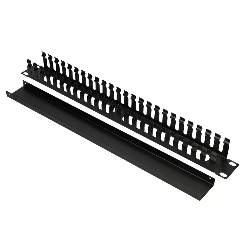 Panel na správu káblov Extralink Cable MANAGER WITH METAL COVER čierny kov 48,3 cm