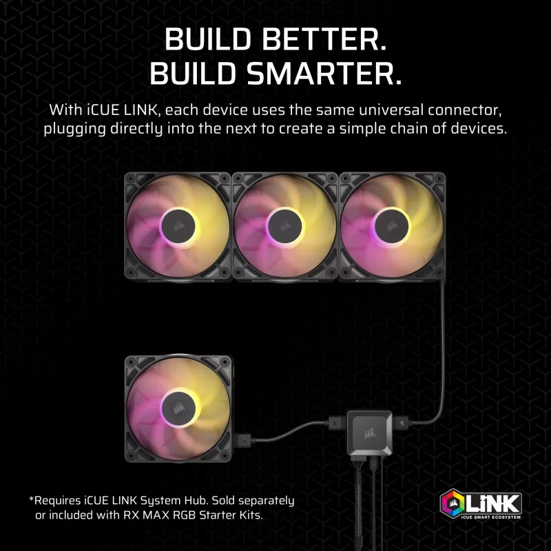 Ventilátor Corsair iCUE LINK RX140 MAX RGB 14 cm čierny 300–1600 ot/min