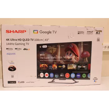 Smart TV Sharp 43HR7265E 43 palcov (108 cm) 4K UHD LED, Google TV, WLAN, HDMI/USB/RJ45 – čierna – poškodený obal