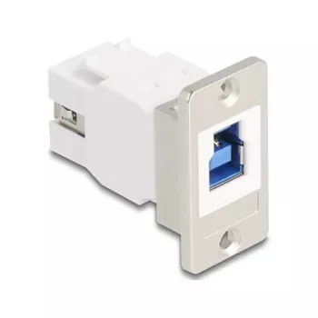 Keystone modul DELOCK 67337 panelová montáž USB Type-B na USB Type-A 5 Gbit/s, strieborná/biela