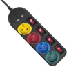 Predlžovacia zásuvka MACLEAN MCE229B — 4 AC zásuvky, 2× USB-A, 1,5 m kábel, 10 A, Typ F, interiér, čierna