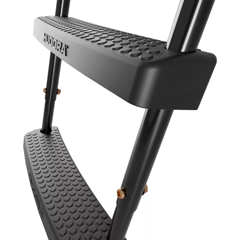 Rebrík k trampolíne HUDORA univerzálny 70–100 cm, čierny, nastaviteľné bezpečnostné stupne