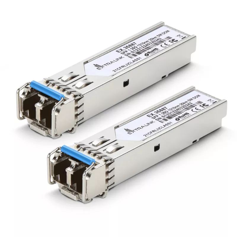Extralink SFP 1.25G modul balenie 2 ks, 1.25Gbps, LC/UPC, 1310nm, 20km, single mode, DOM
