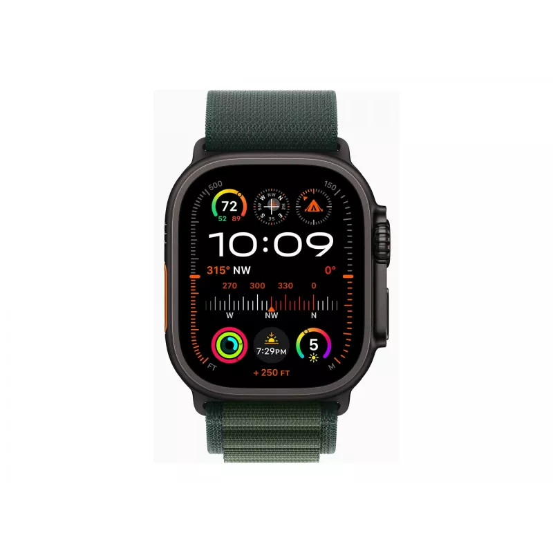 APPLE Watch Ultra 2 GPS + Cellular 49mm Black Titanium Case with Dark Green Alpine Loop – Large