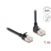 DeLOCK RJ45 sieťový kábel Cat.6A S/FTP tenký 90° ohnutý nahor 1 m čierny