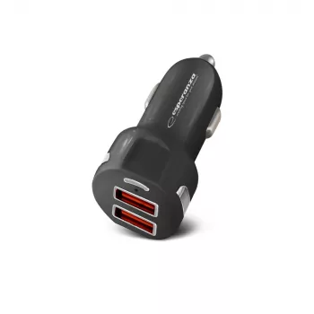 Auto nabíjačka ESPERANZA EZ110 čierna – 12–24 V vstup, 2× USB-A 2,1 A, Quick Charge 3.0, 36 W