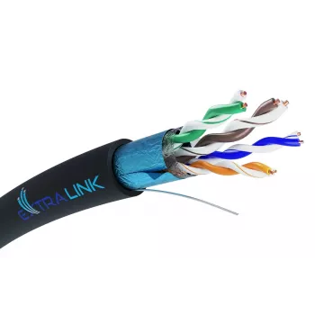 Sieťový kábel Extralink Twisted Pair CAT5E FTP (F/UTP) V2 Outdoor 305M Čierny